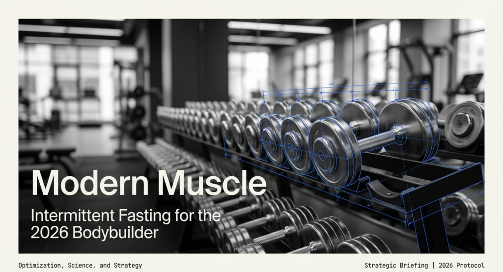 Dumbbell rack in a modern gym representing intermittent fasting strategies for bodybuilders in 2026