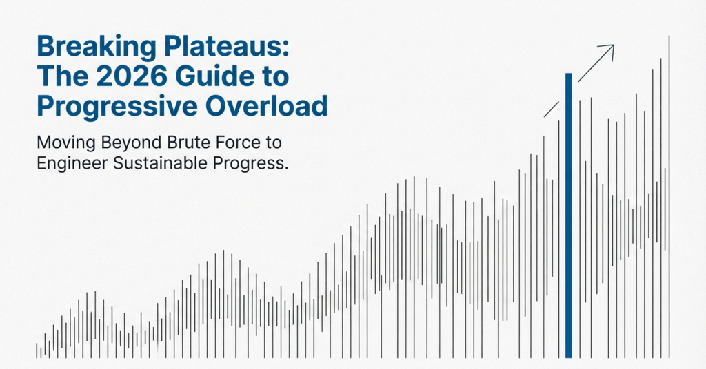 Fitness plateau graph showing progress rising and then flattening, representing stalled strength and muscle growth due to adaptation