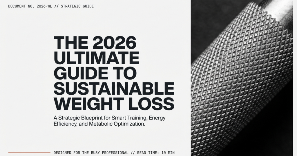 Cover image for the 2026 ultimate guide to sustainable weight loss, focusing on smart training, energy efficiency, and metabolic optimization.