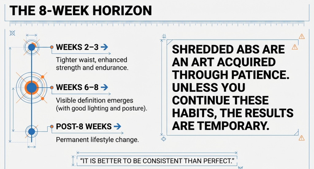 8 week shredded abs transformation timeline results and consistency