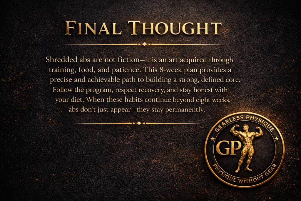 final thought shredded abs mindset training nutrition patience gearless physique