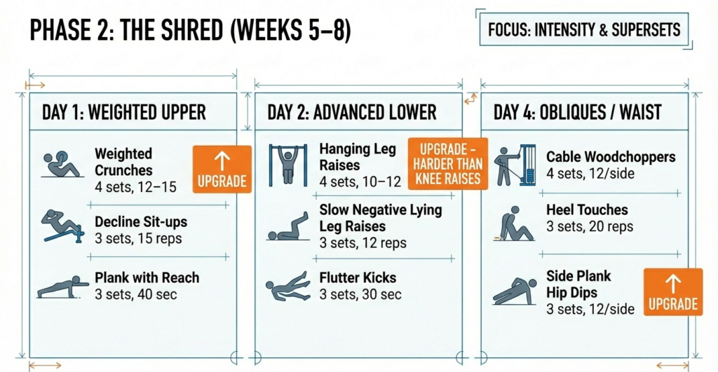 advanced abs workout with weighted crunches hanging leg raises obliques