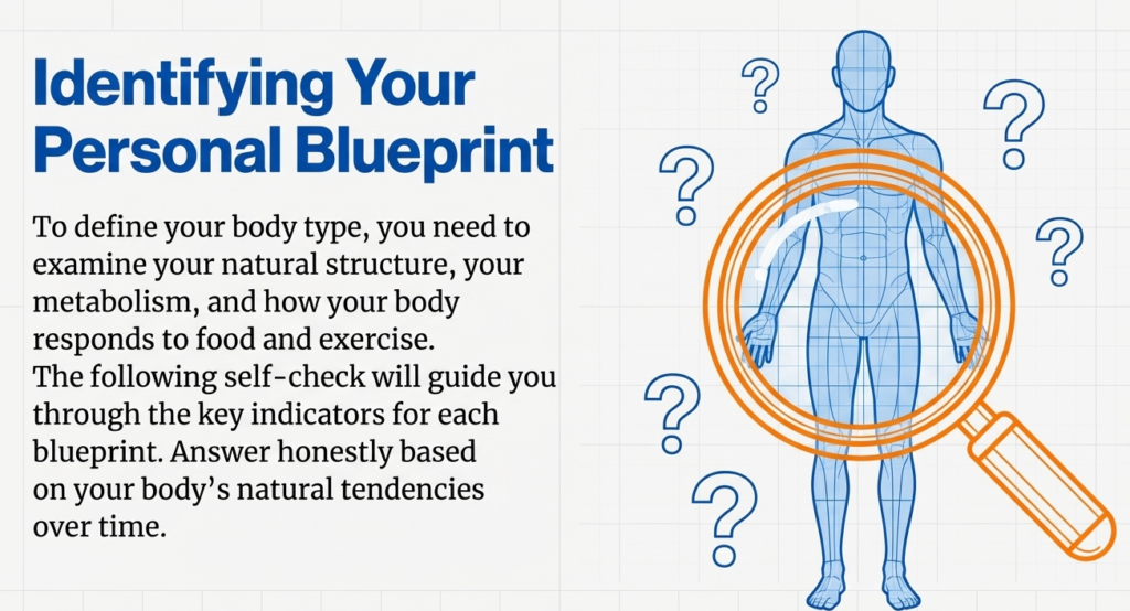 Checklist with questions to help identify ectomorph, mesomorph, and endomorph traits