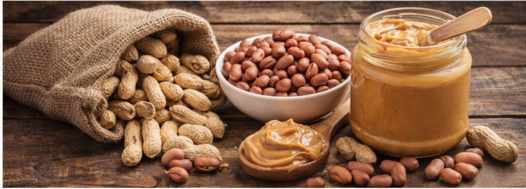 High-protein peanuts and peanut butter