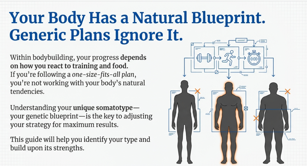 Illustration showing silhouettes of different body builds with text “Your Body Has a Natural Blueprint”