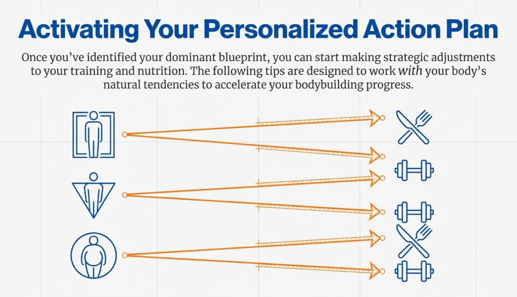 Text detailing mesomorph nutrition goals and training priorities for fuel performance and refined muscle gains