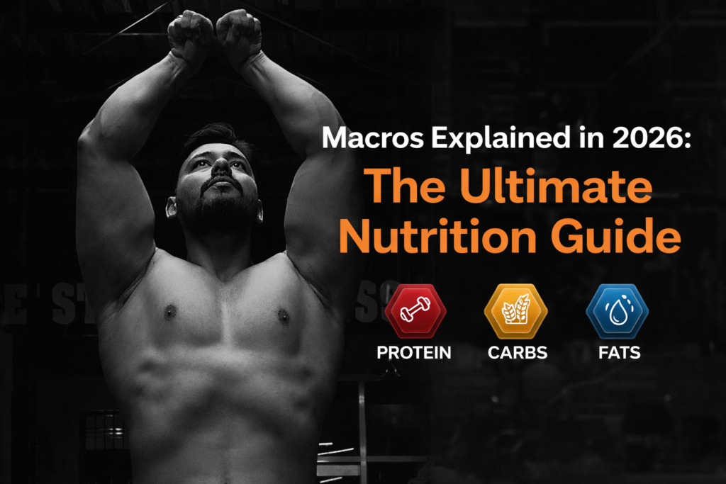 Fitness coach holding a balanced macro meal with protein carbs and fats representing modern nutrition principles in 2026