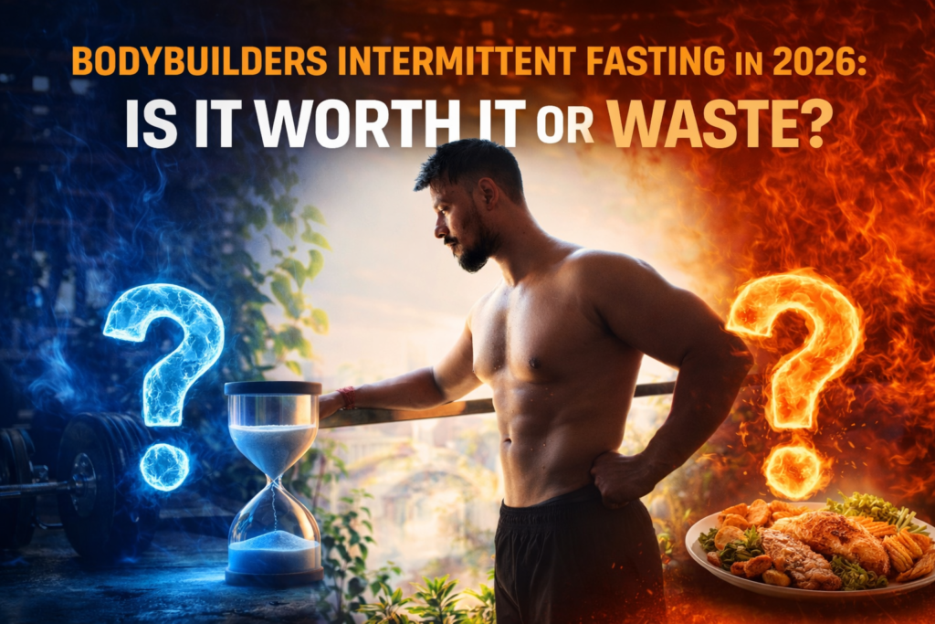 Muscular bodybuilder standing in natural light reflecting on intermittent fasting and physique goals in 2026