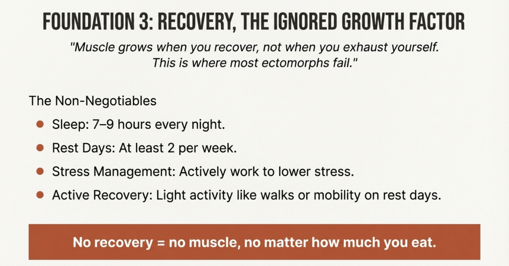 importance of recovery sleep and rest days for ectomorph muscle growth