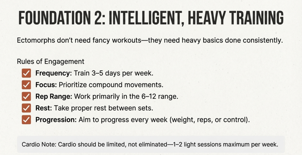 heavy compound training principles for ectomorph muscle growth