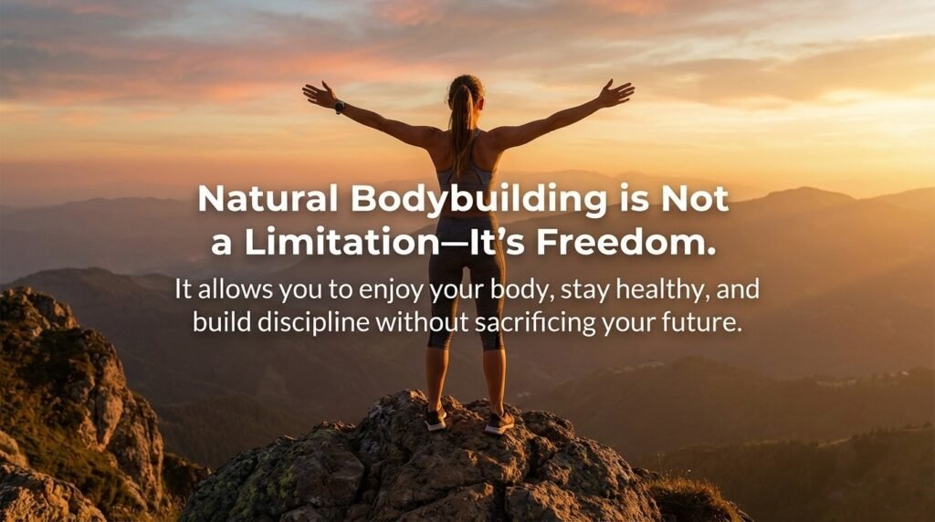 Natural bodybuilding lifestyle represents freedom, long-term health, discipline, and confidence