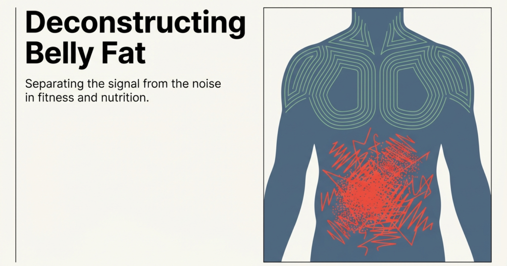 Illustration explaining belly fat causes and separating fitness myths from reality