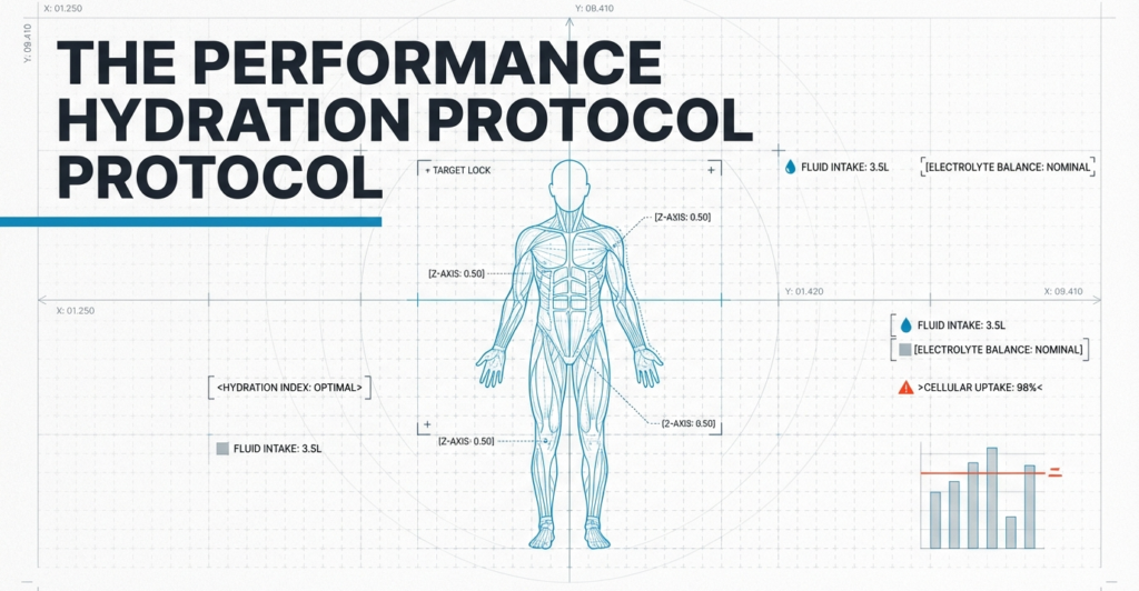 diagram showing performance hydration protocol, fluid intake and electrolyte balance for fitness