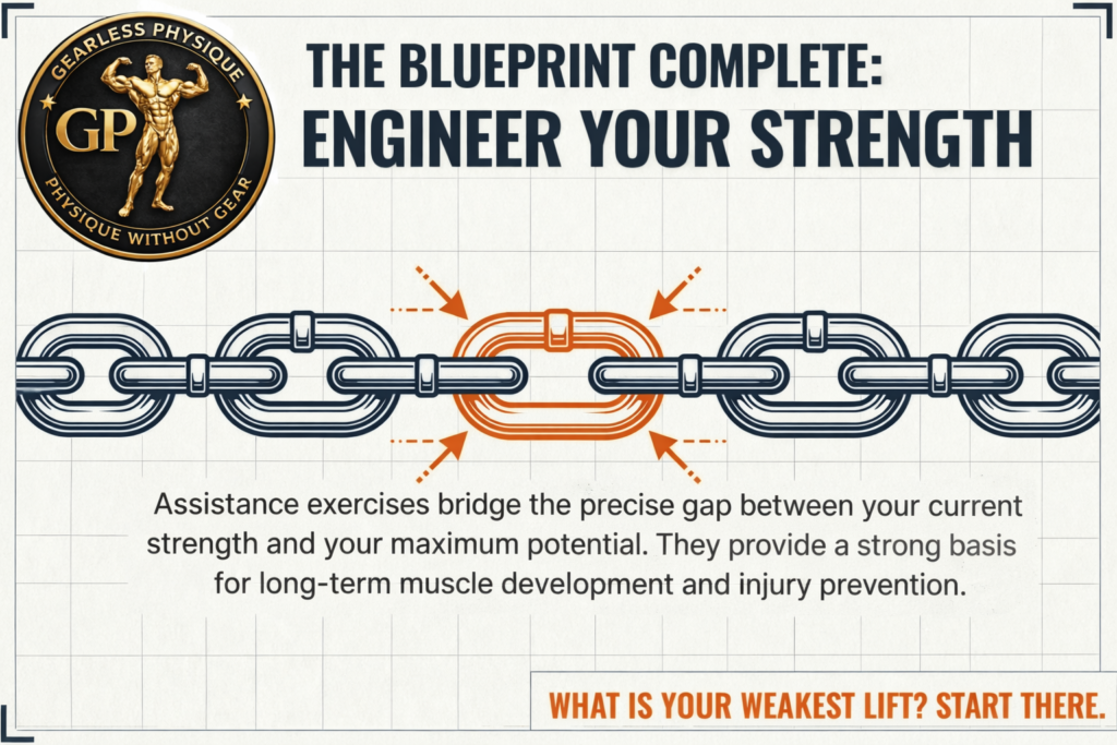 Chain illustration representing connection between assistance exercises and strength development