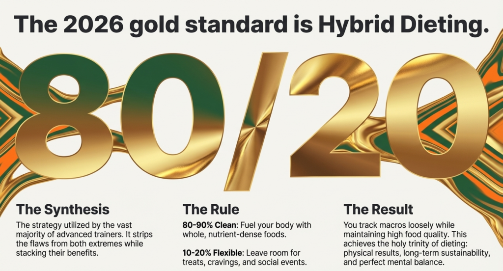 80/20 rule showing balance between clean eating and flexible dieting