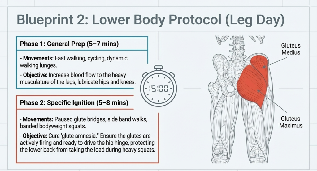 Leg day warm-up and glute activation exercises