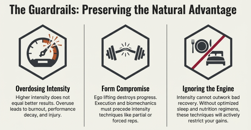 overtraining form breakdown recovery nutrition training mistakes icons