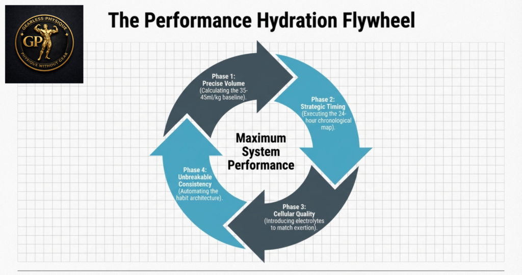 hydration flywheel showing volume, timing, electrolyte balance and consistency for performance