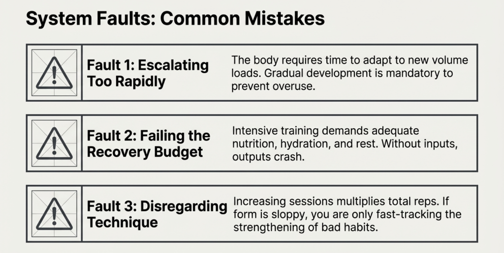 Mistakes like overtraining poor recovery and bad technique in lifting