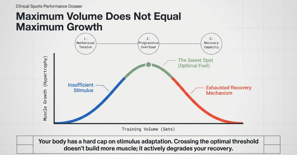 graph showing optimal training volume sweet spot for muscle growth and recovery balance