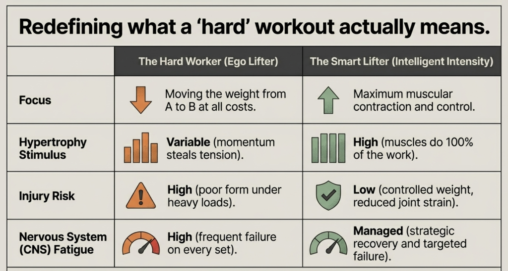 comparison chart showing smart lifter vs ego lifter differences