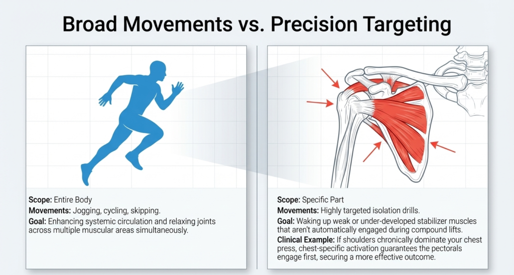Warm-up full body movement vs activation targeted muscle drills