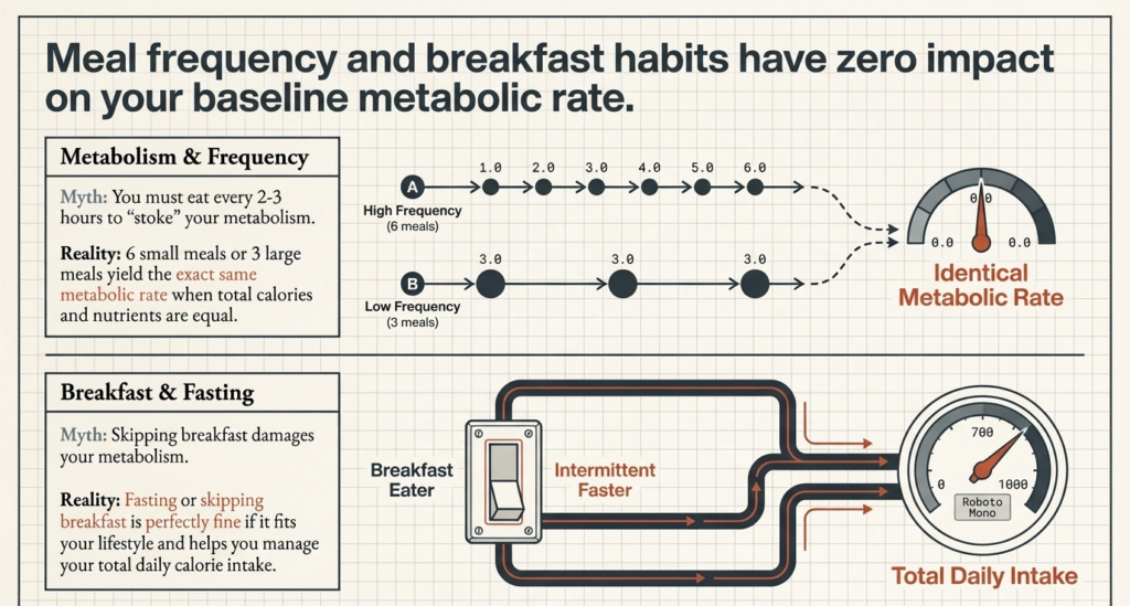 Comparison showing identical metabolic rate for high frequency and low frequency meals