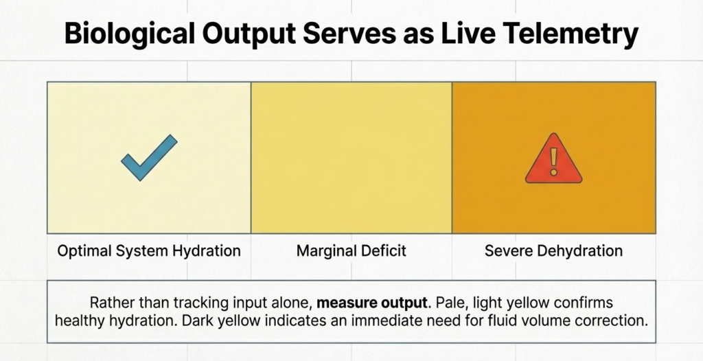 hydration status chart showing optimal hydration and dehydration indicators