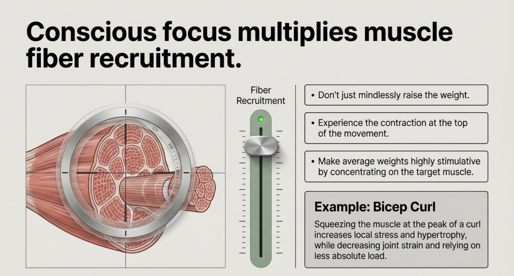 muscle fiber recruitment visualization through focused contraction