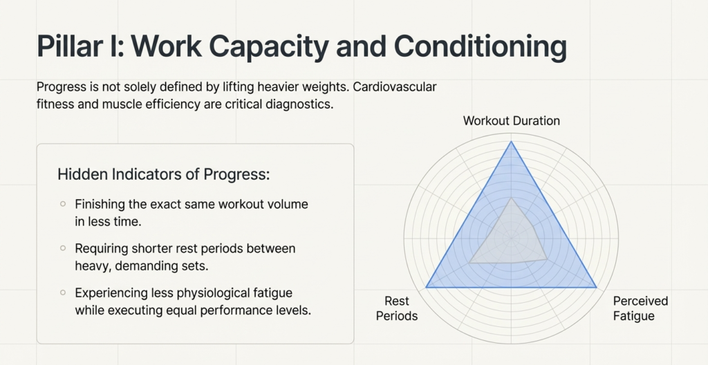 radar chart showing workout duration rest periods and fatigue as performance indicators