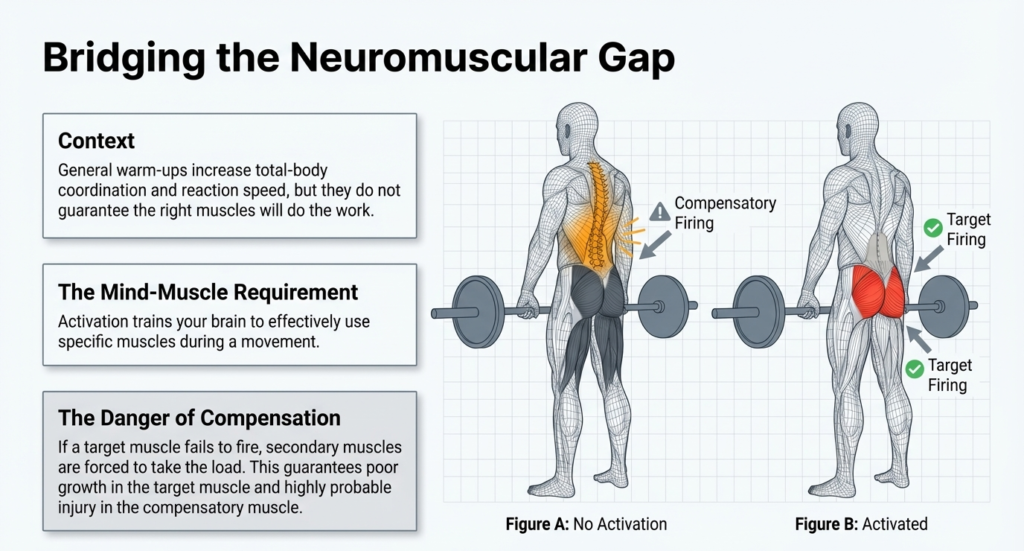 Comparison of compensatory muscle firing vs proper target muscle activation
