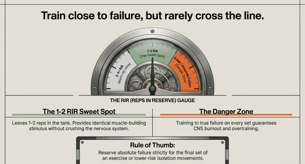 rir gauge showing 1 to 2 reps in reserve sweet spot