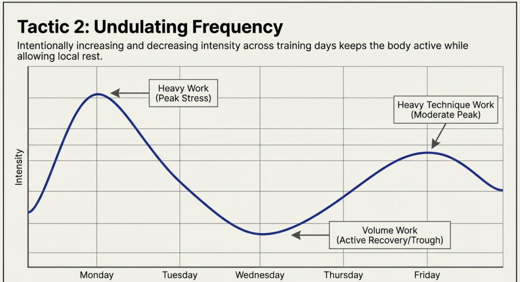 Graph showing variation in training intensity across the week