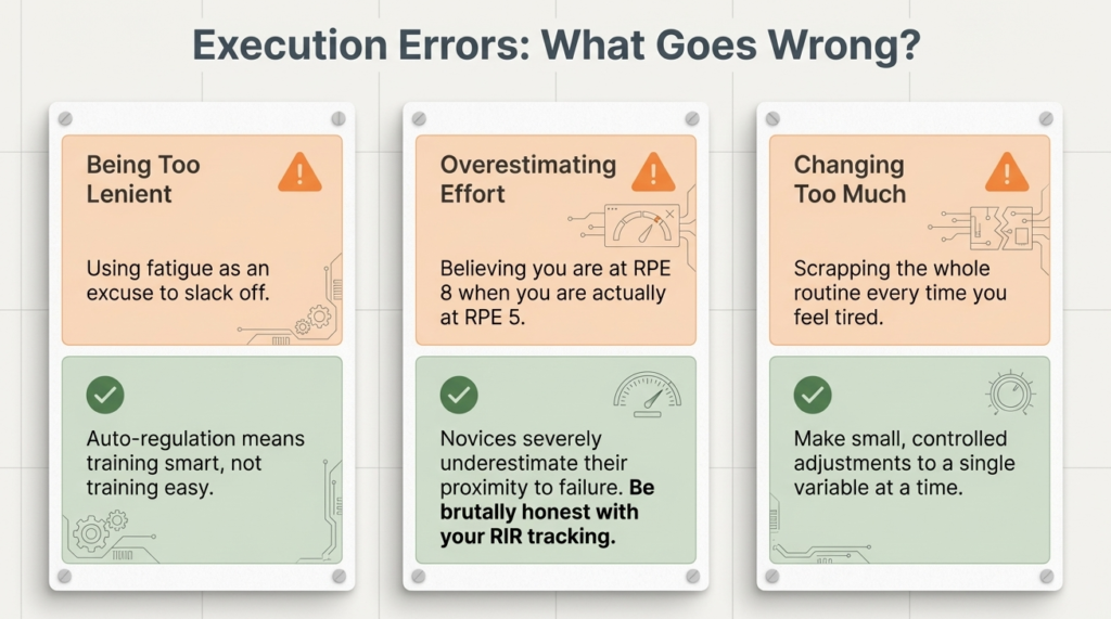 Infographic showing mistakes like being too lenient, overestimating effort, and changing too much