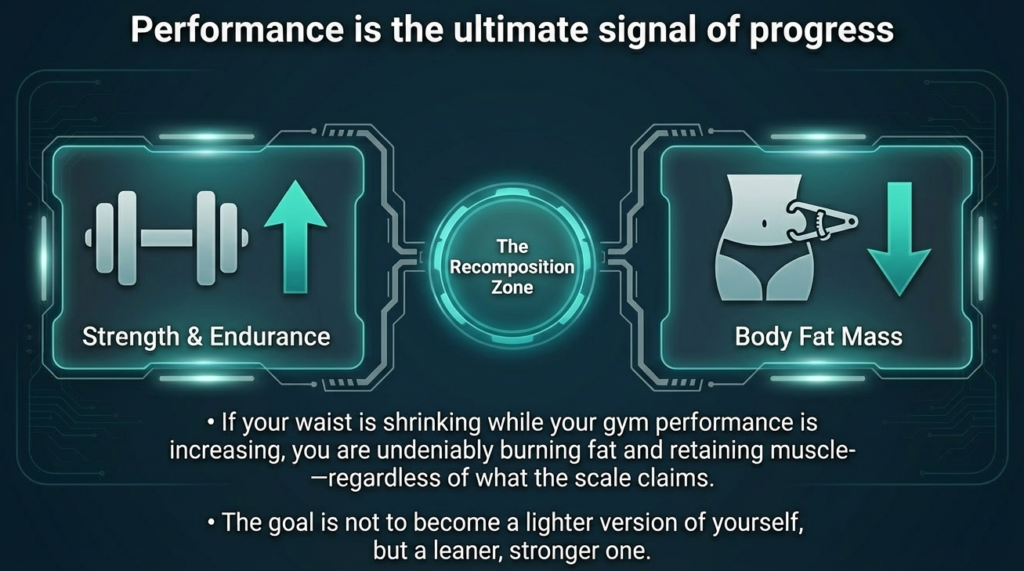 Illustration showing increased strength and reduced body fat