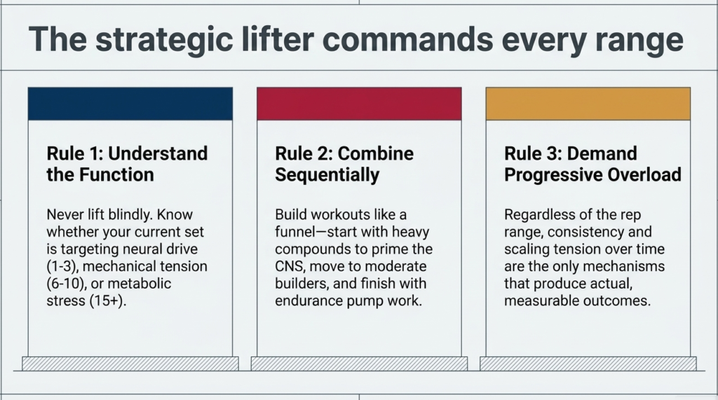 rules for rep range training including progression and variation