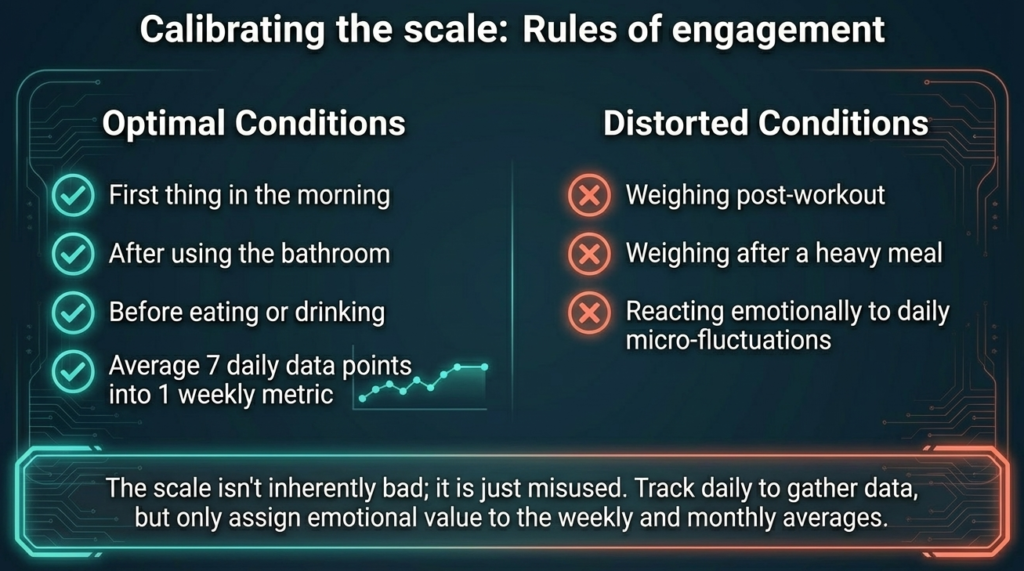 Guidelines for proper weighing conditions and tracking averages