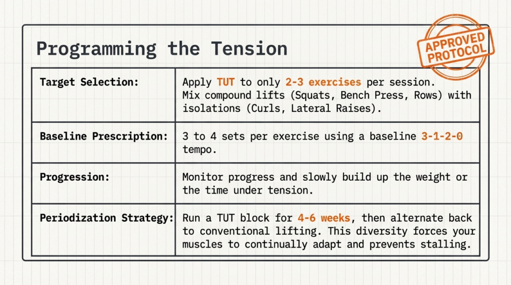 Workout structure showing how to apply time under tension effectively
