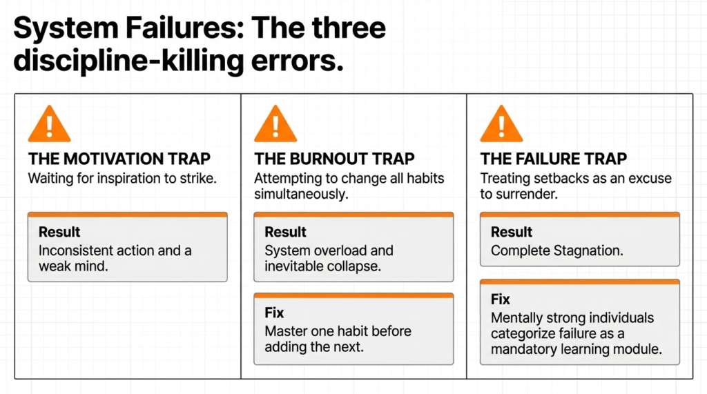 Infographic showing motivation trap, burnout trap, and failure trap