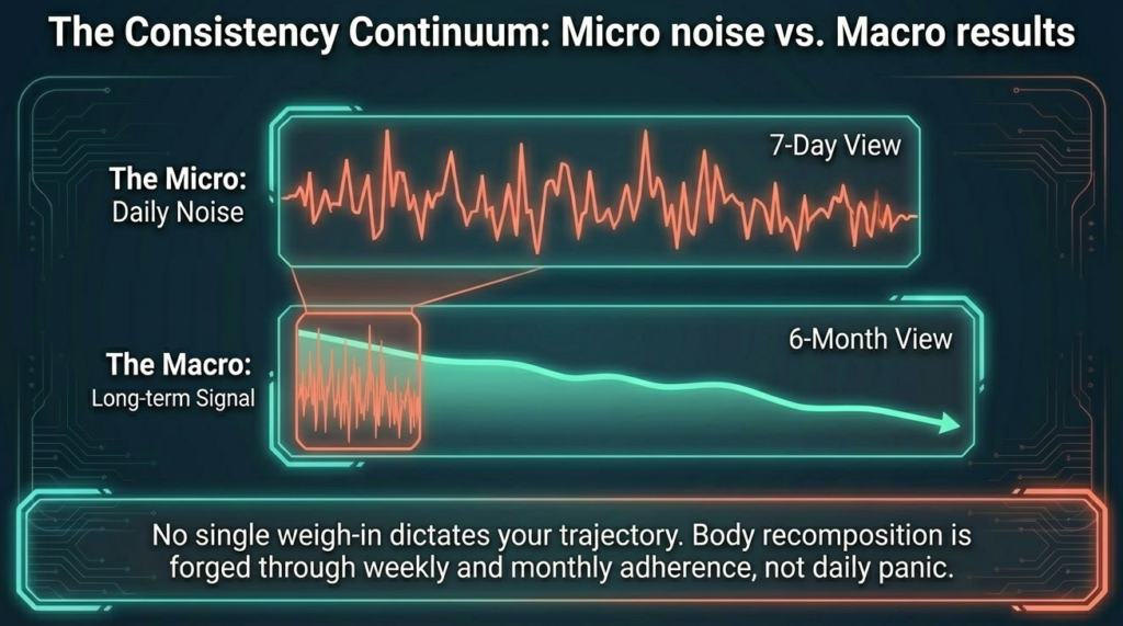 Comparison of daily fluctuations vs long-term fat loss trend