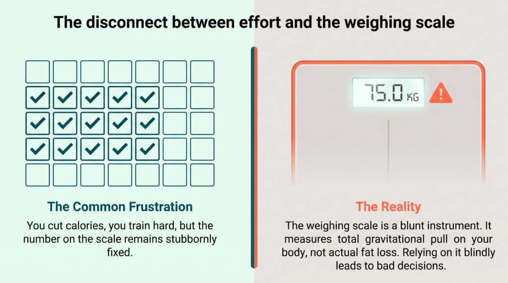 Illustration showing consistent effort but scale weight not changing