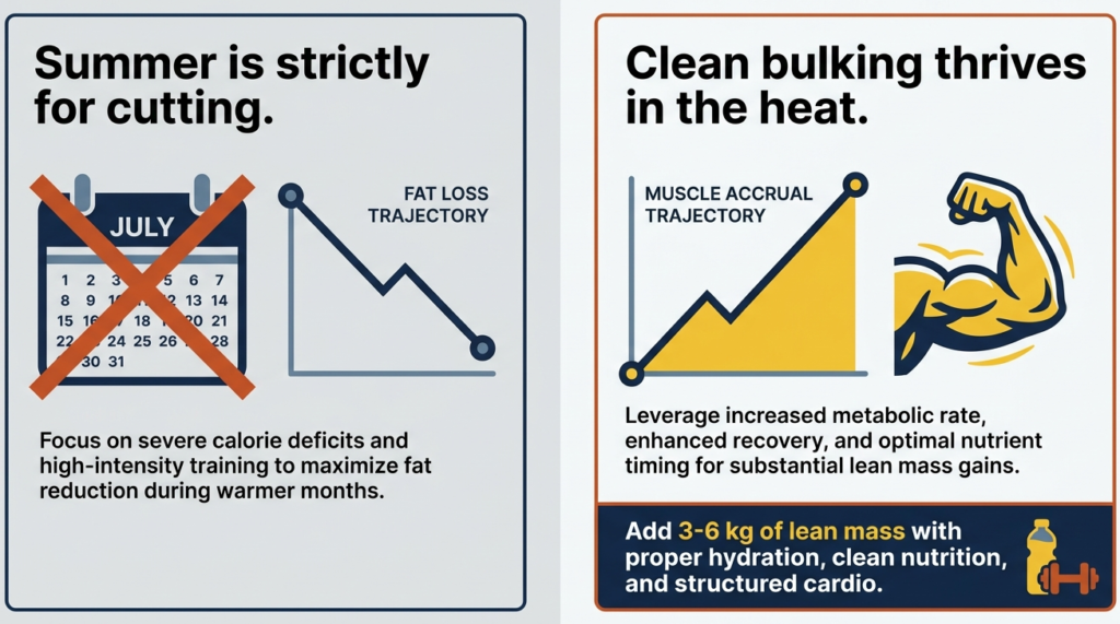 is it possible to bulk in summer comparison between cutting and bulking results