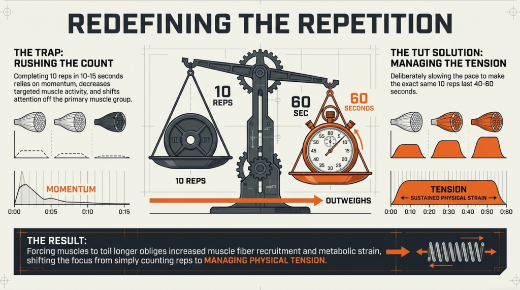 Comparison of fast reps versus time under tension showing increased muscle activation
