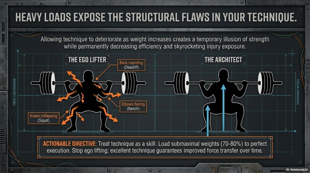 Comparison between poor lifting form and proper squat and deadlift technique