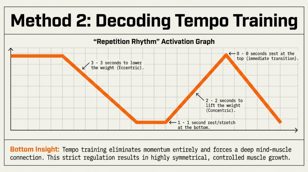 Graph showing 3-1-2 tempo training structure for hypertrophy