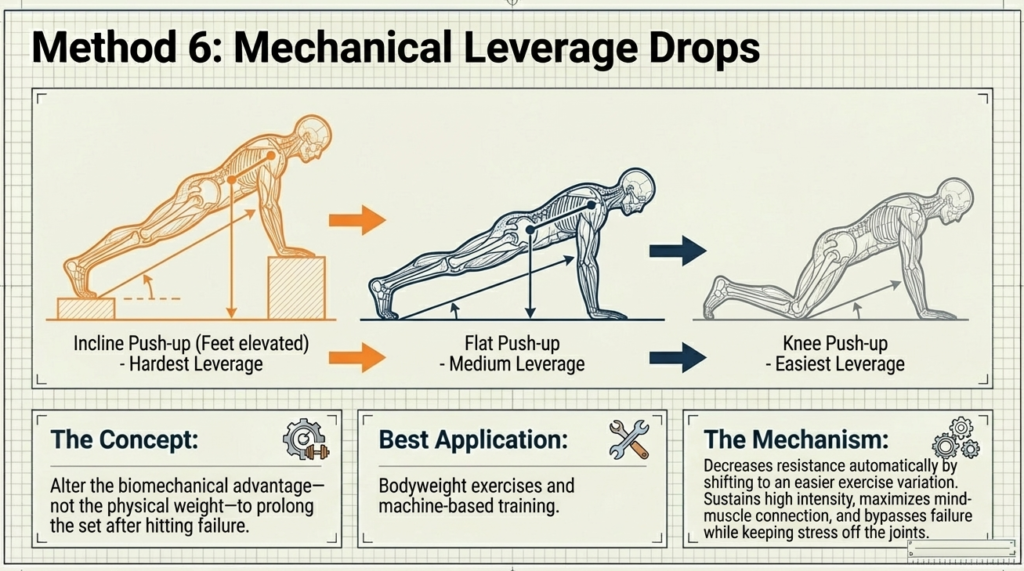 Illustration showing progression from incline push-ups to knee push-ups to reduce resistance