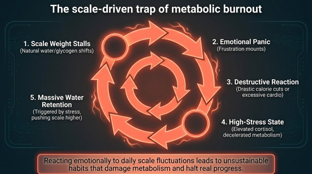 Diagram showing emotional reactions leading to metabolic burnout