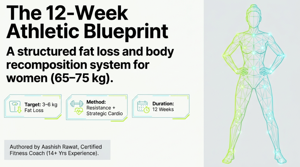 12-week fat loss and body recomposition plan for 70 kg female with resistance training and cardio