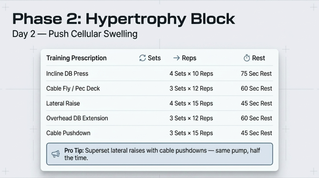 chest shoulder and triceps hypertrophy workout session