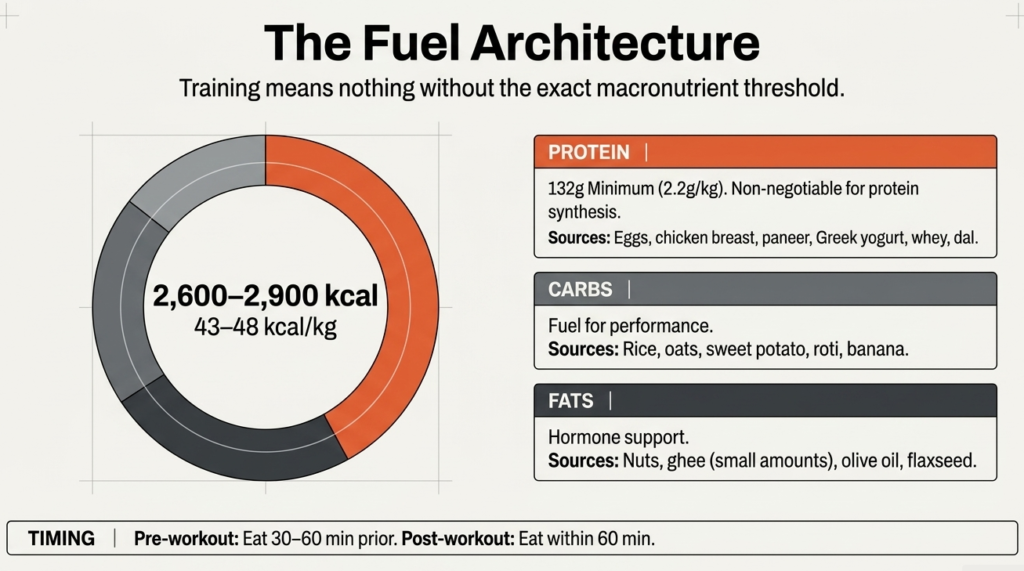 2600 calorie muscle gain nutrition plan for 60 kg person